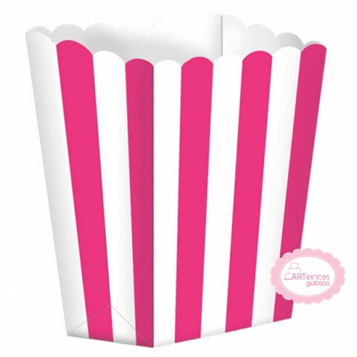 Caixas Pipocas Riscas Rosa 